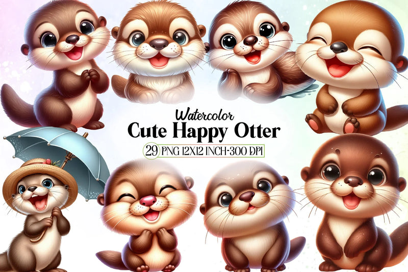 Cute Otter Clipart Bundle - CraftNest - Digital Crafting and Art