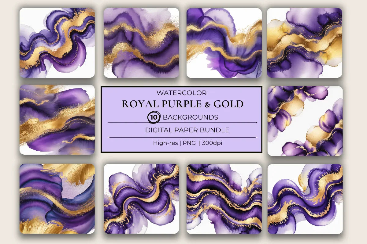 Purple & Gold Background Papers - CraftNest - Digital Crafting and Art