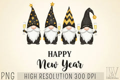 New Year Gnomes 2025 Clipart Bundle - CraftNest - Digital Crafting and Art