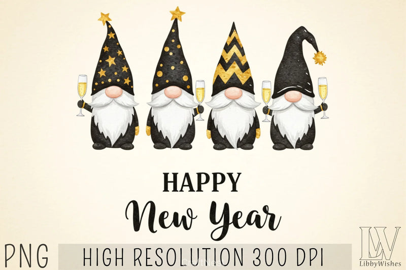 New Year Gnomes 2025 Clipart Bundle - CraftNest - Digital Crafting and Art