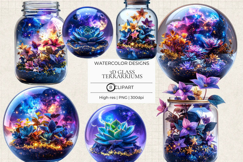 3D Glass Terrariums Clipart - CraftNest - Digital Crafting and Art