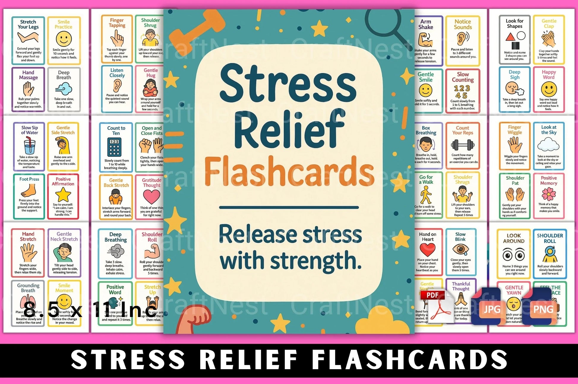 Stress Relief Flashcards for Relaxation - CraftNest - Digital Crafting and Art
