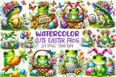Cute Easter Frog Clipart Bundle - CraftNest - Digital Crafting and Art