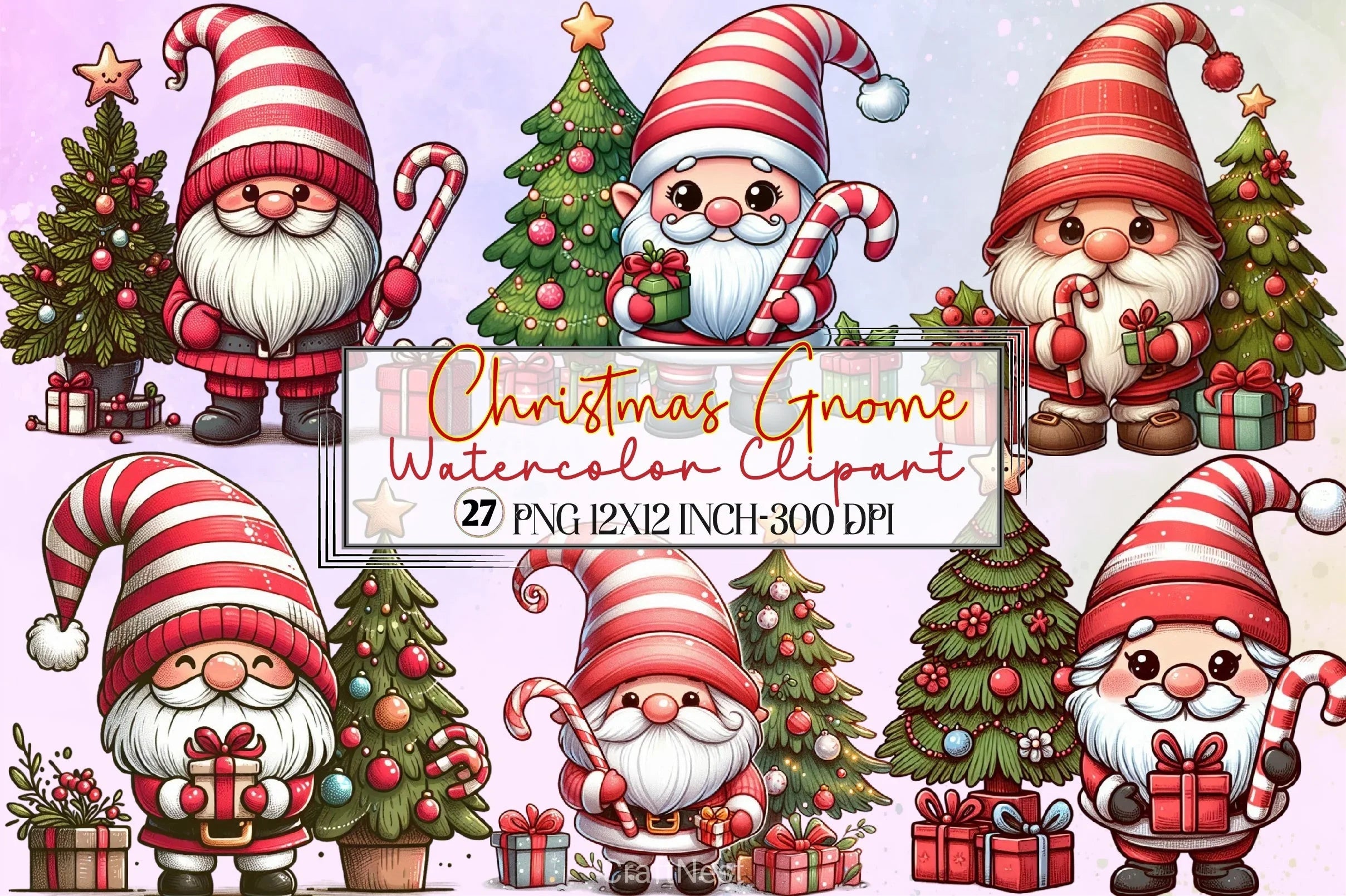 Christmas Gnome Clipart Bundle - CraftNest - Digital Crafting and Art
