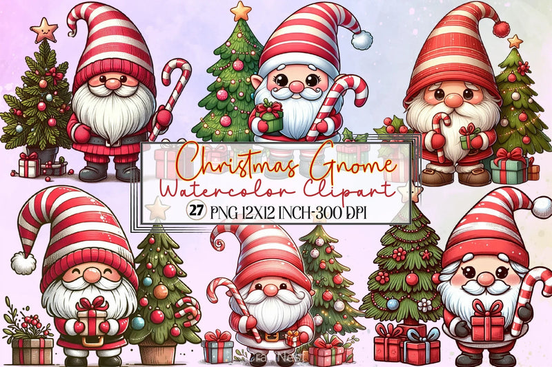 Christmas Gnome Clipart Bundle - CraftNest - Digital Crafting and Art