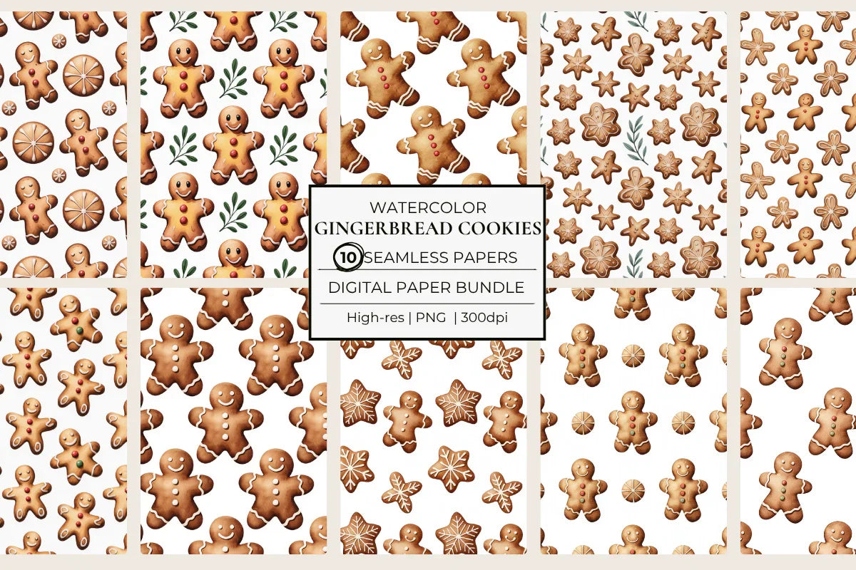 Gingerbread Christmas Cookies Seamless Papers - CraftNest - Digital Crafting and Art
