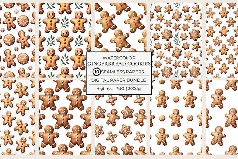 Gingerbread Christmas Cookies Seamless Papers - CraftNest - Digital Crafting and Art