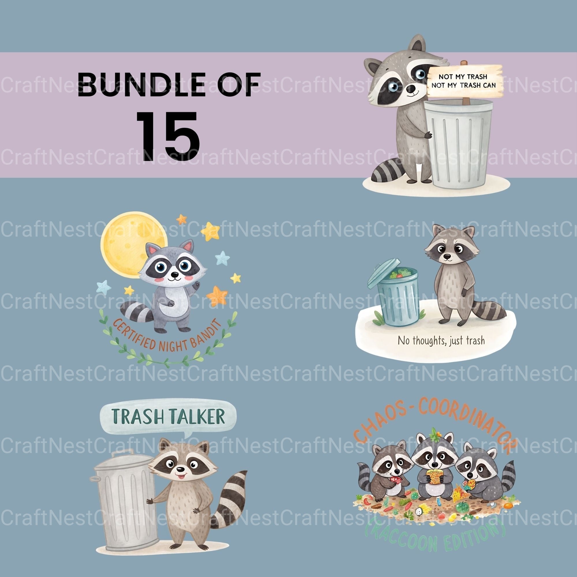 Raccoons Clipart Bundle
