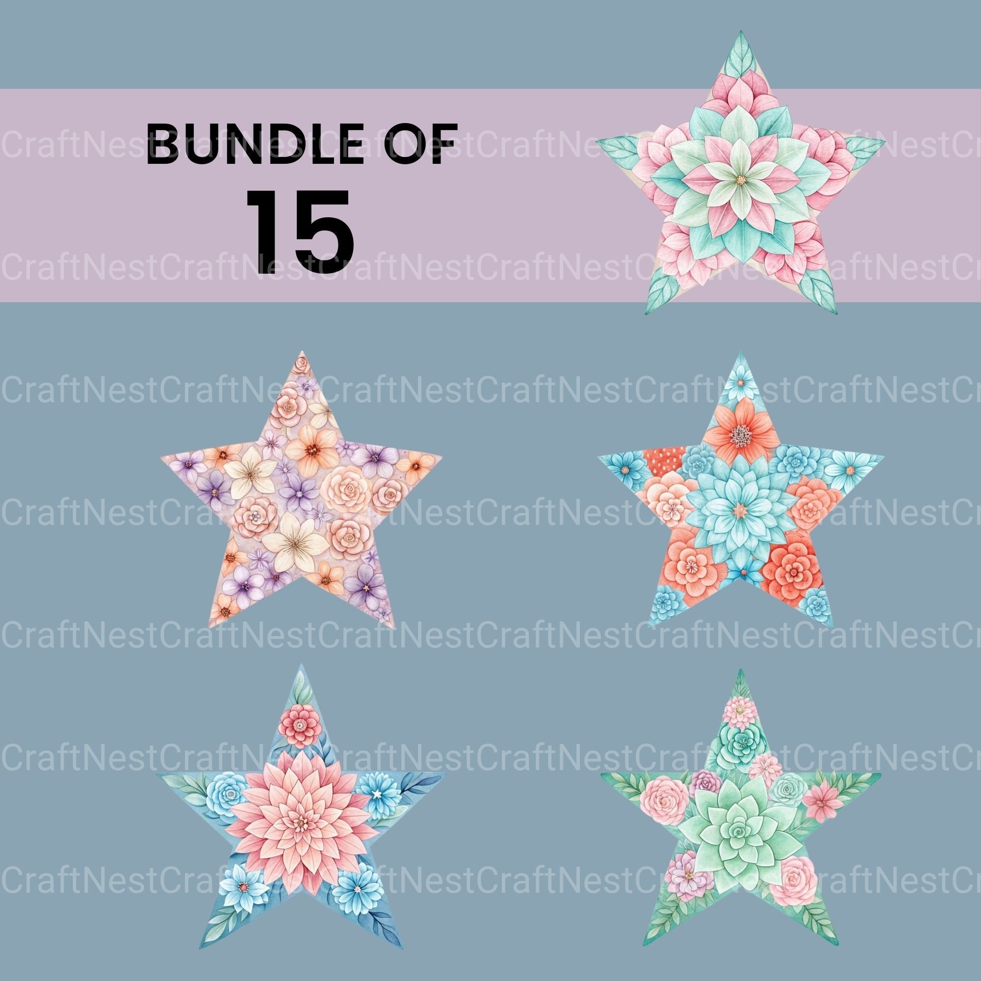 Flower Star Clipart Bundle