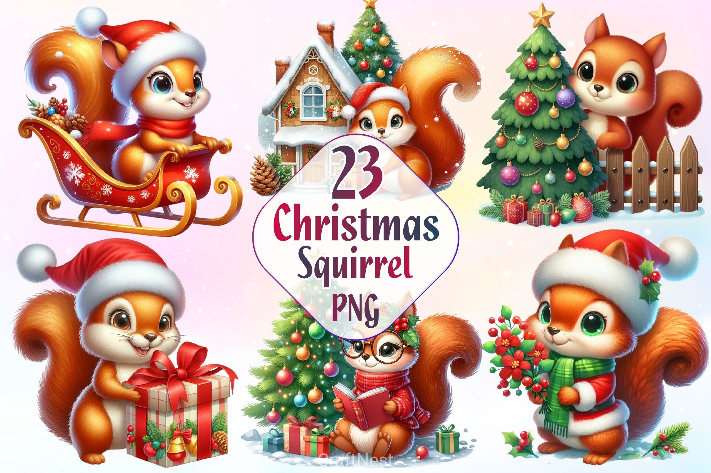Christmas Squirrel Clipart Bundle 7