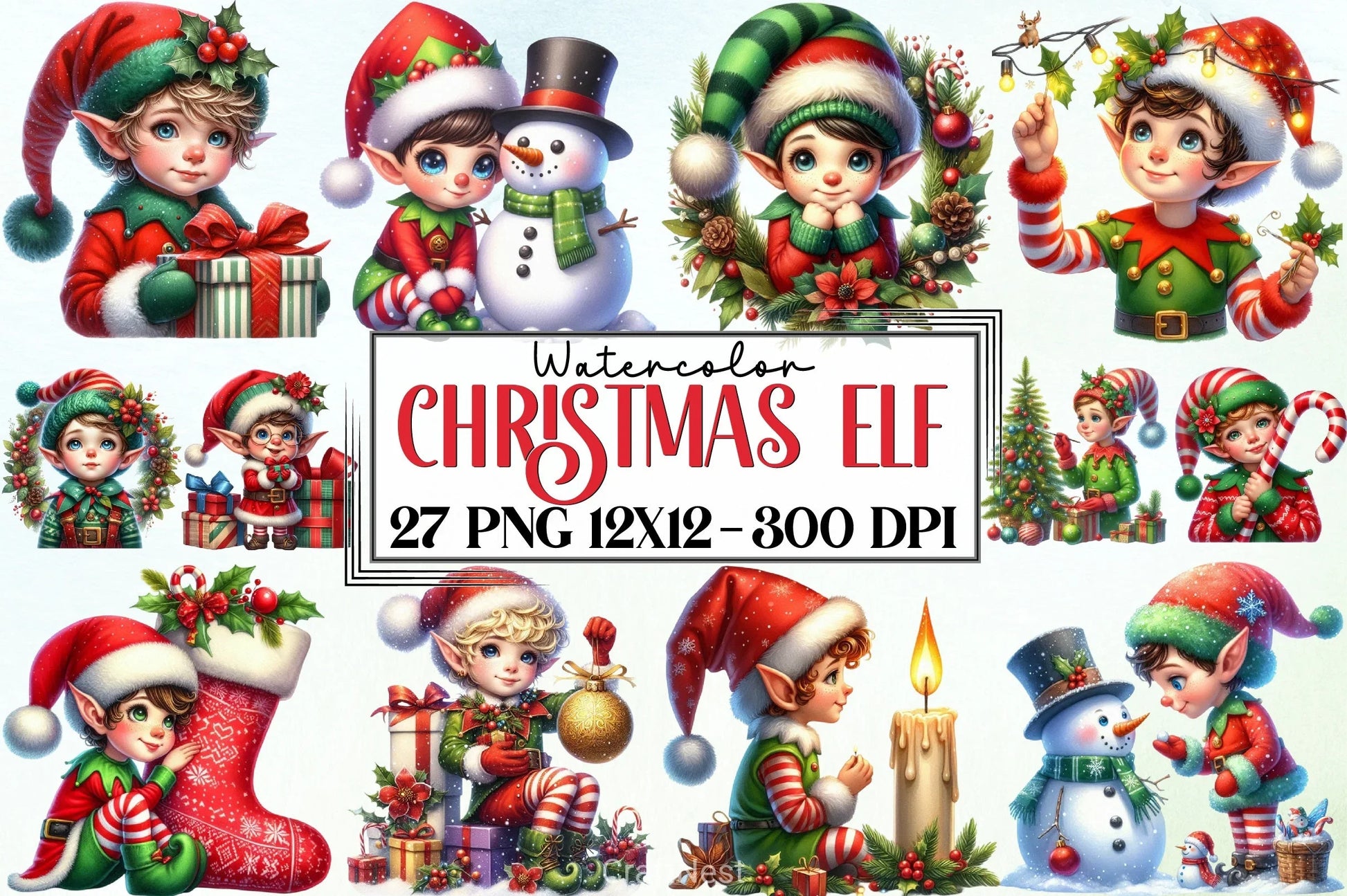 Christmas Elf Clipart Bundle - CraftNest - Digital Crafting and Art