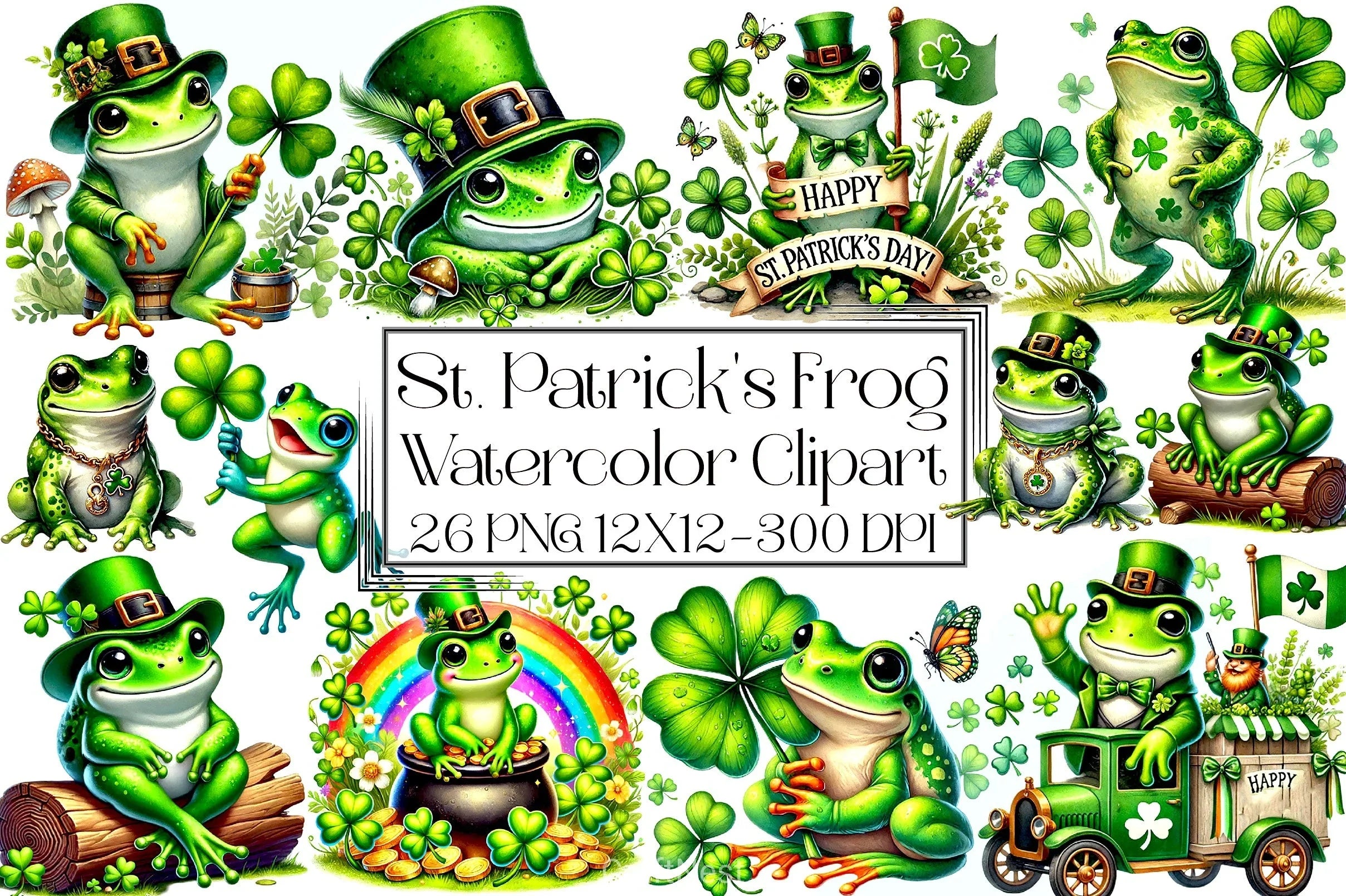 St. Patrick's Frog Clipart Bundle - CraftNest - Digital Crafting and Art