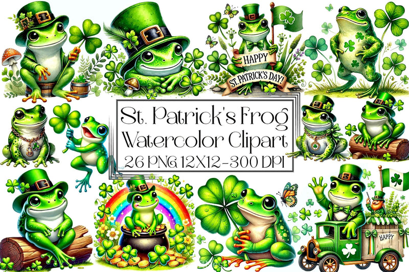 St. Patrick's Frog Clipart Bundle - CraftNest - Digital Crafting and Art