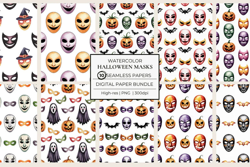 Halloween Masks Seamless Papers - CraftNest - Digital Crafting and Art
