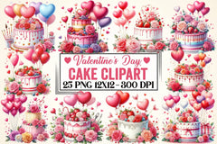 Valentine Cake Clipart Bundle - CraftNest - Digital Crafting and Art