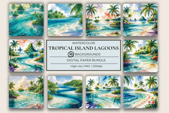 Tropical Island Lagoons Background Papers - CraftNest - Digital Crafting and Art
