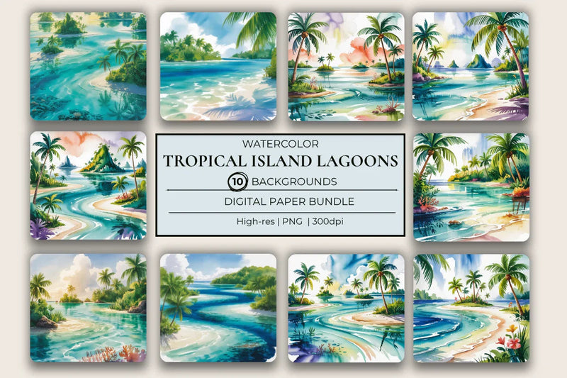 Tropical Island Lagoons Background Papers - CraftNest - Digital Crafting and Art