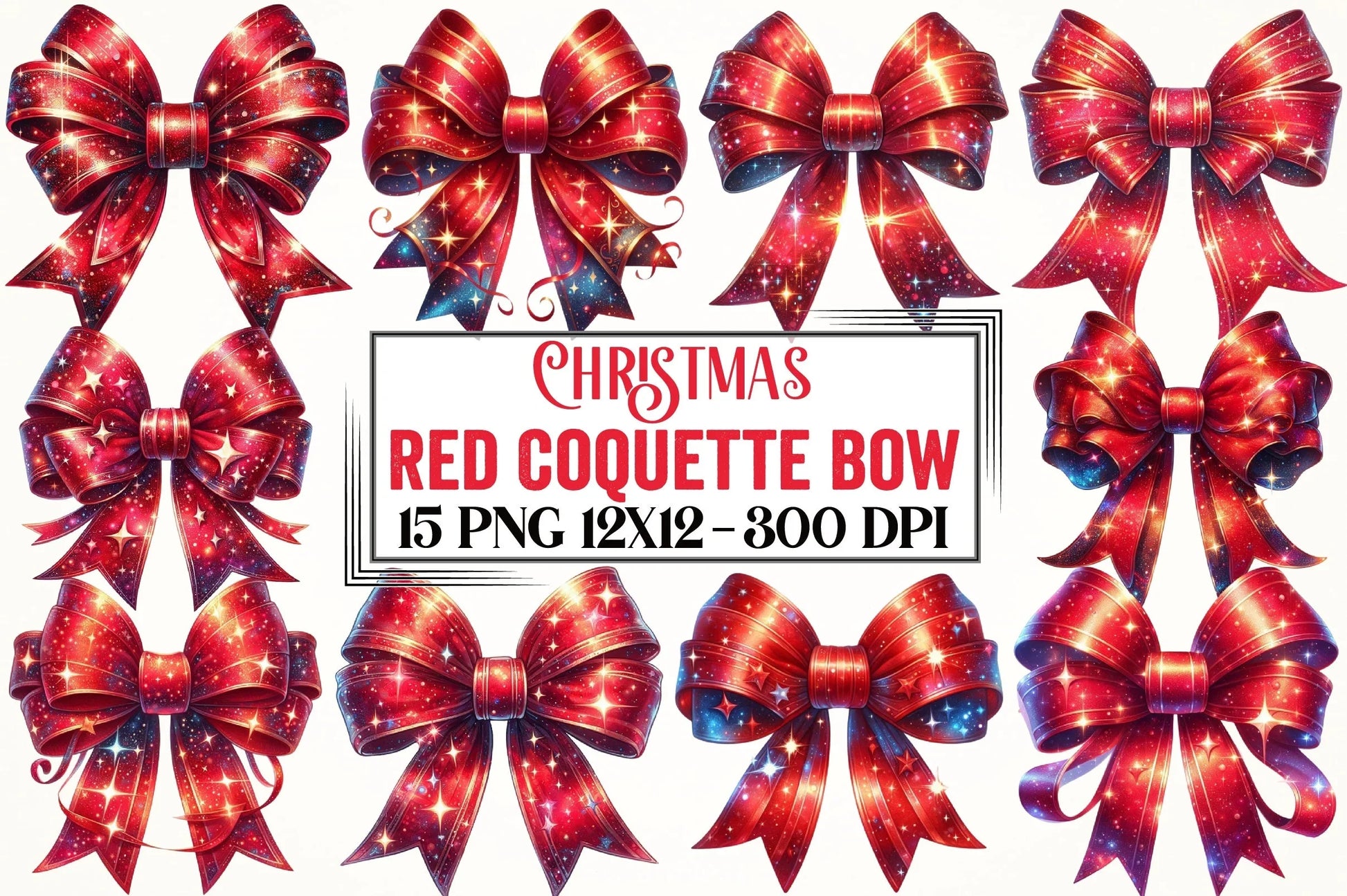 Christmas Red Coquette Bow Clipart Bundle - CraftNest - Digital Crafting and Art
