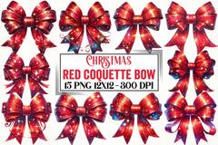 Christmas Red Coquette Bow Clipart Bundle - CraftNest - Digital Crafting and Art