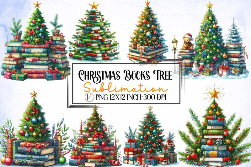 Christmas Books Tree Clipart Bundle - CraftNest - Digital Crafting and Art