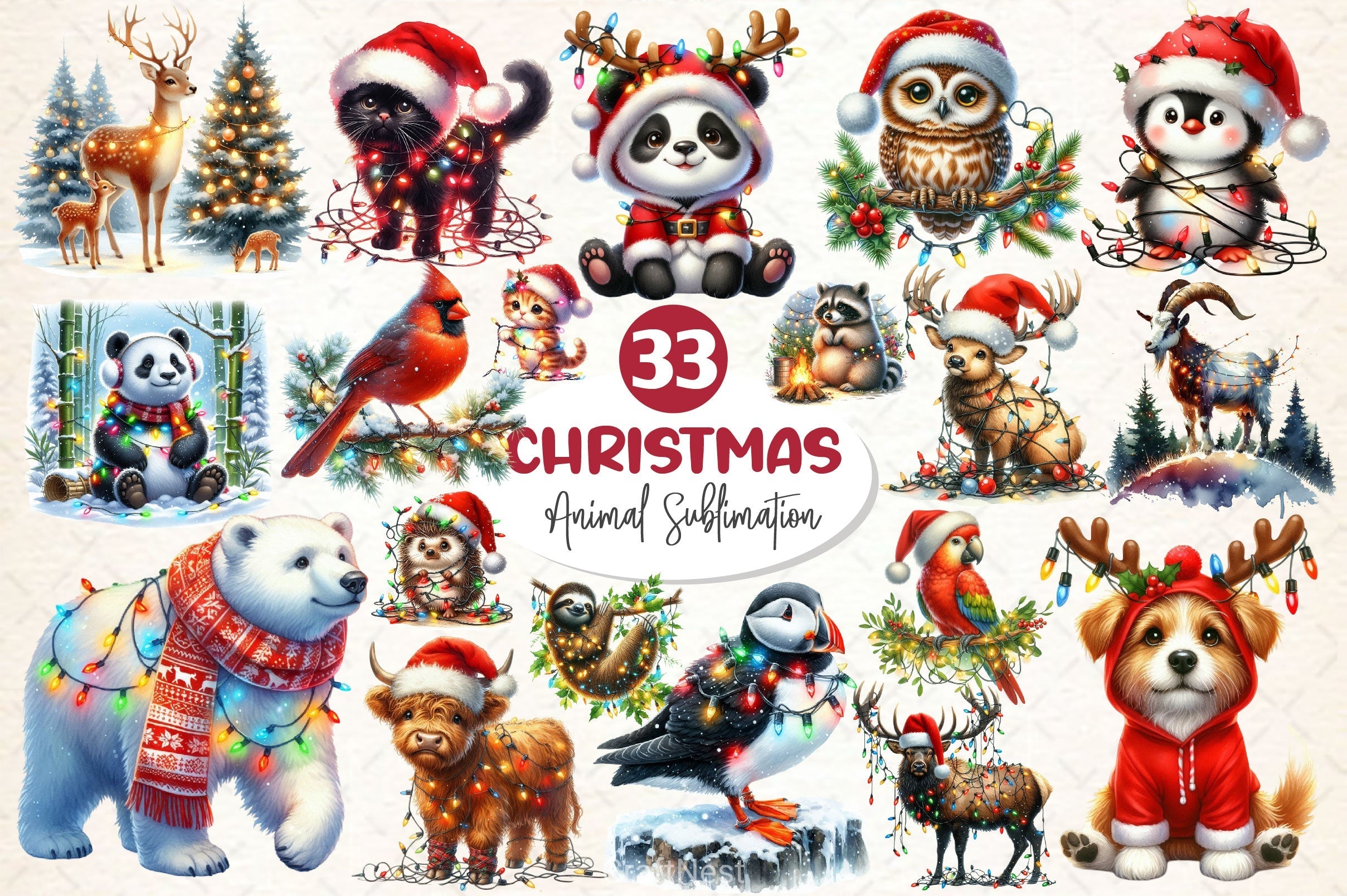 Christmas Animal Clipart Bundle 5