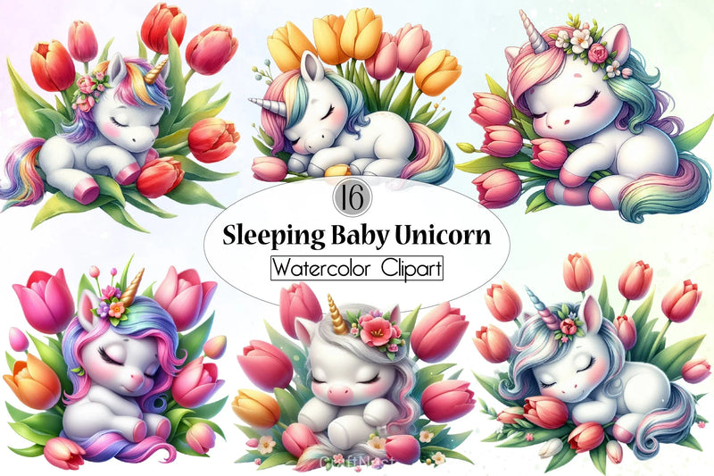 Cute Baby Unicorn Clipart Bundle - CraftNest - Digital Crafting and Art