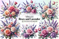 Roses & Lavender Clipart Bundle - CraftNest - Digital Crafting and Art