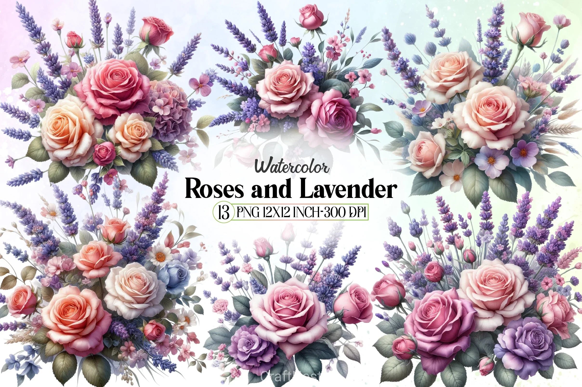 Roses & Lavender Clipart Bundle - CraftNest - Digital Crafting and Art