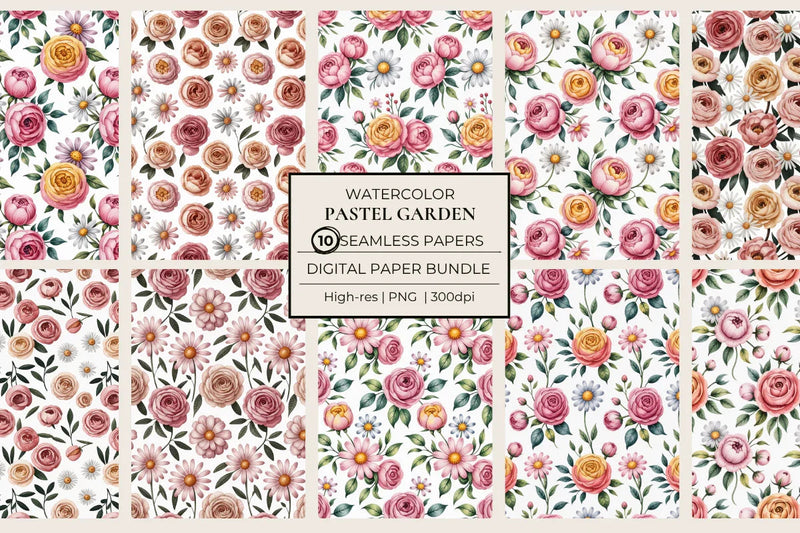Pastel Garden Seamless Papers - CraftNest - Digital Crafting and Art