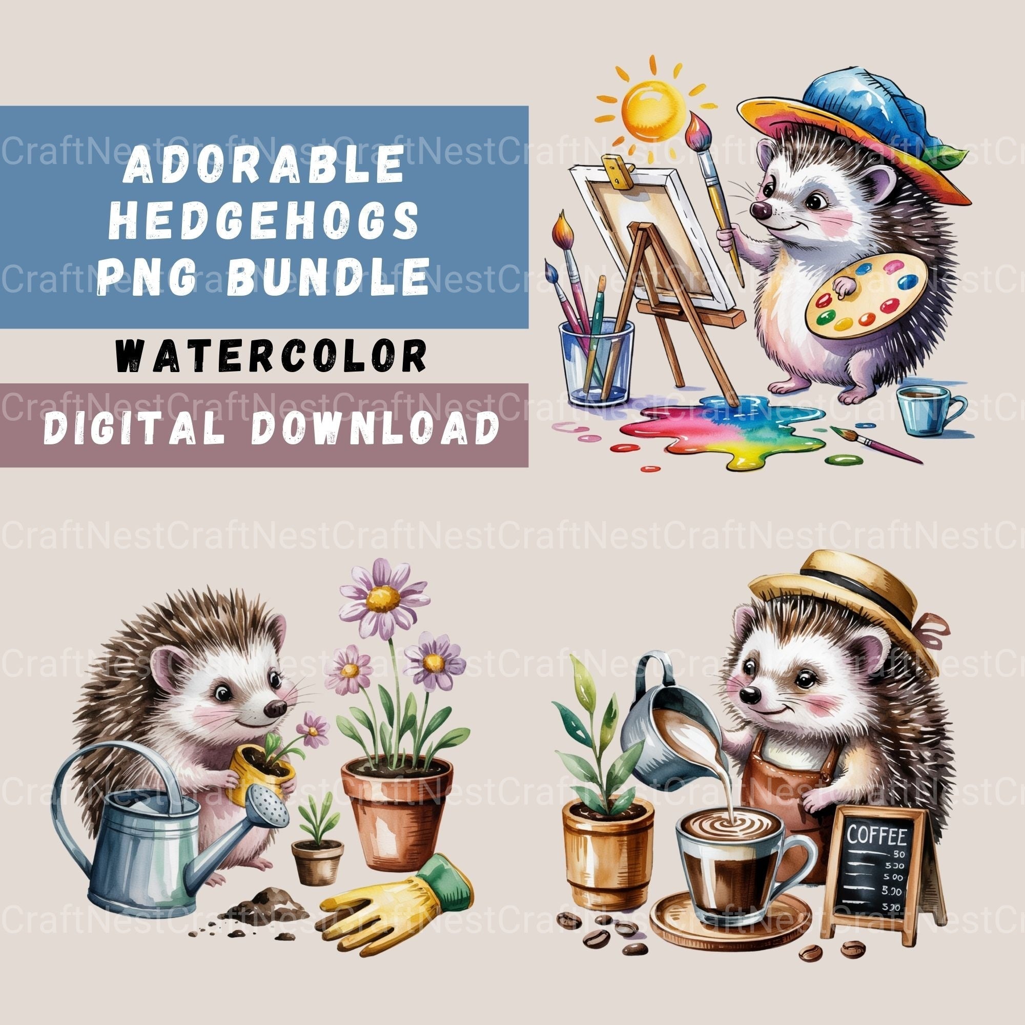 Hedgehogs Clipart Bundle