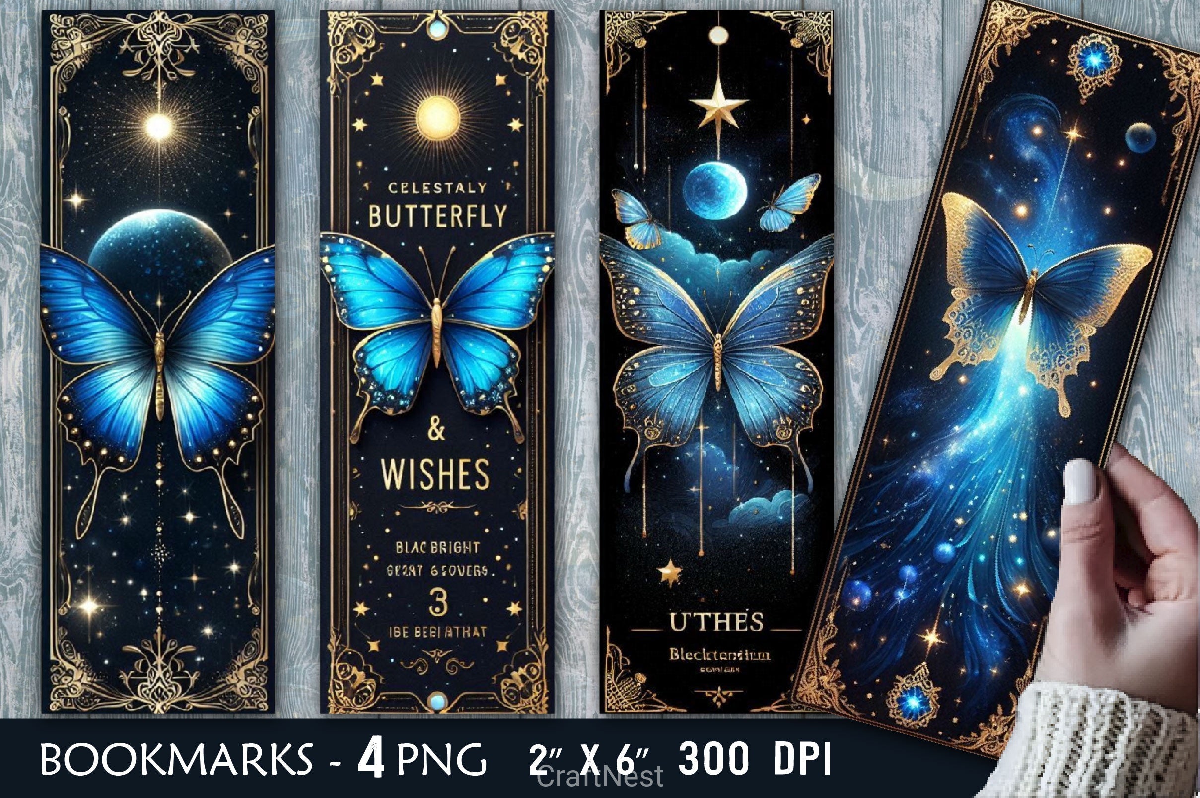 Blue Butterfly Clipart Bundle