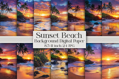Sunset Beach Digital Paper - CraftNest - Digital Crafting and Art