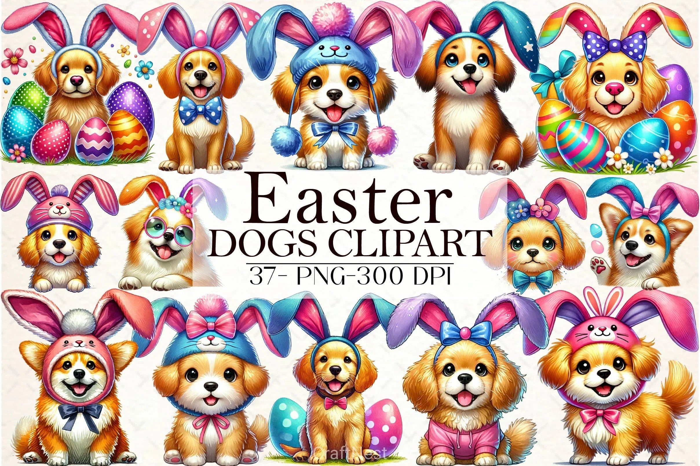 Easter Dogs Clipart Bundle - CraftNest - Digital Crafting and Art