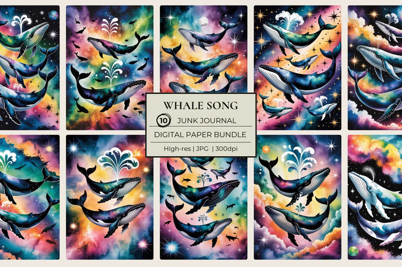 Whale Song Junk Journal Papers - CraftNest - Digital Crafting and Art