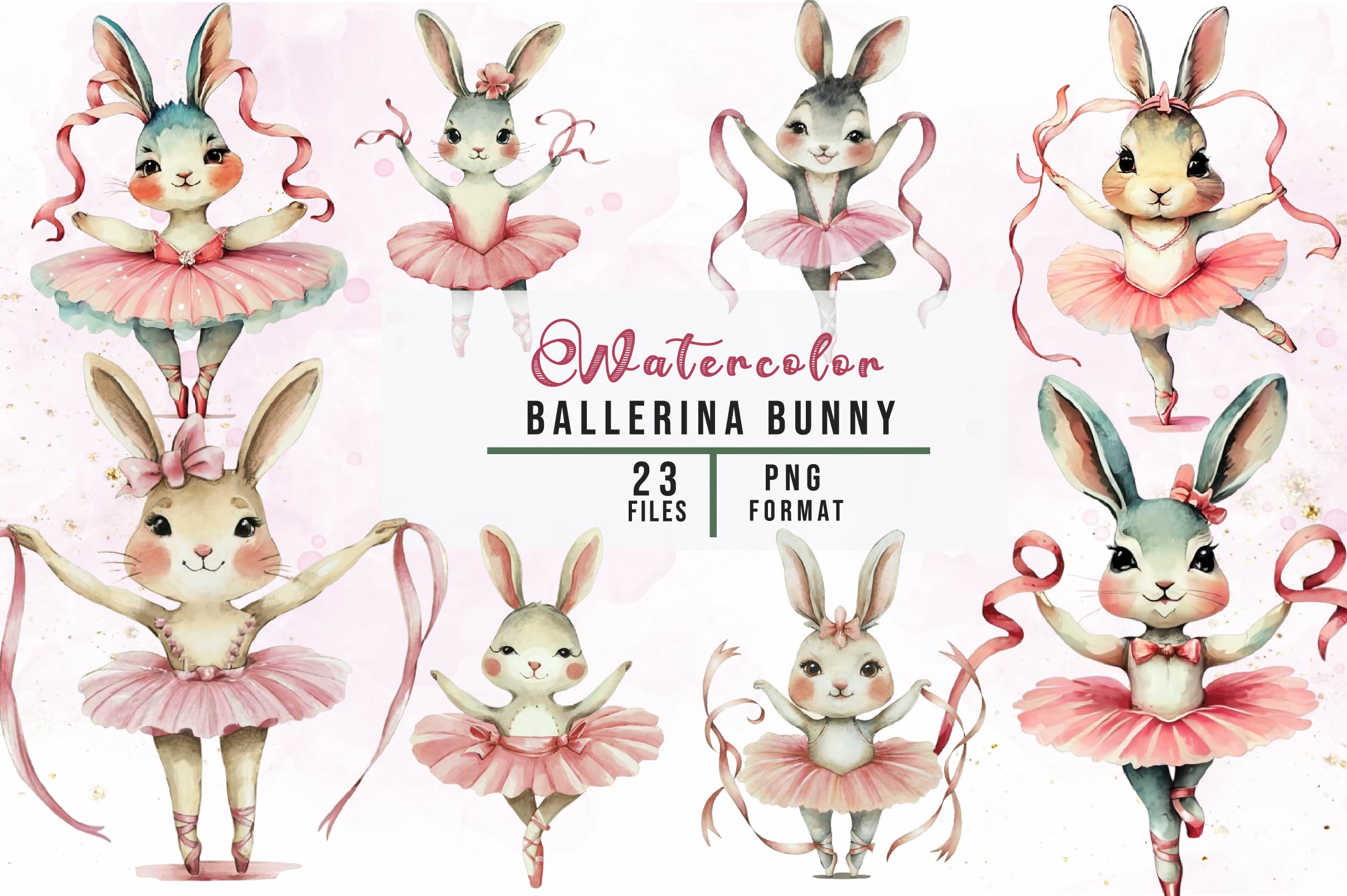 Ballerina Bunny Clipart Bundle 1
