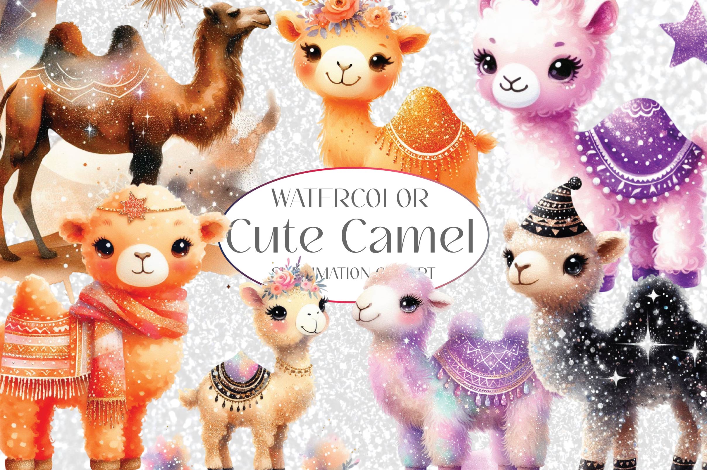 Glitter Camel Clipart Bundle