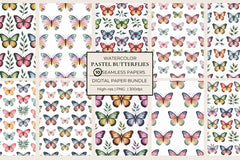 Pastel Butterflies Seamless Papers - CraftNest - Digital Crafting and Art