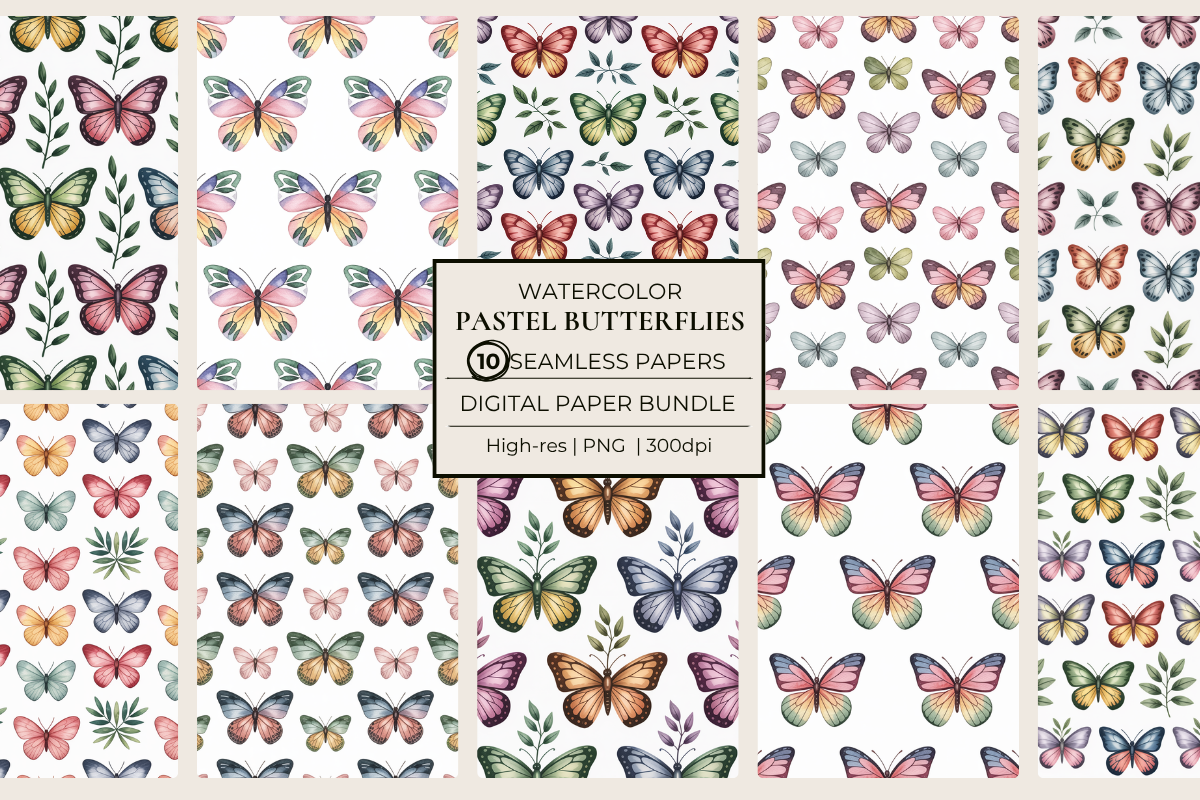 Pastel Butterflies Seamless Papers