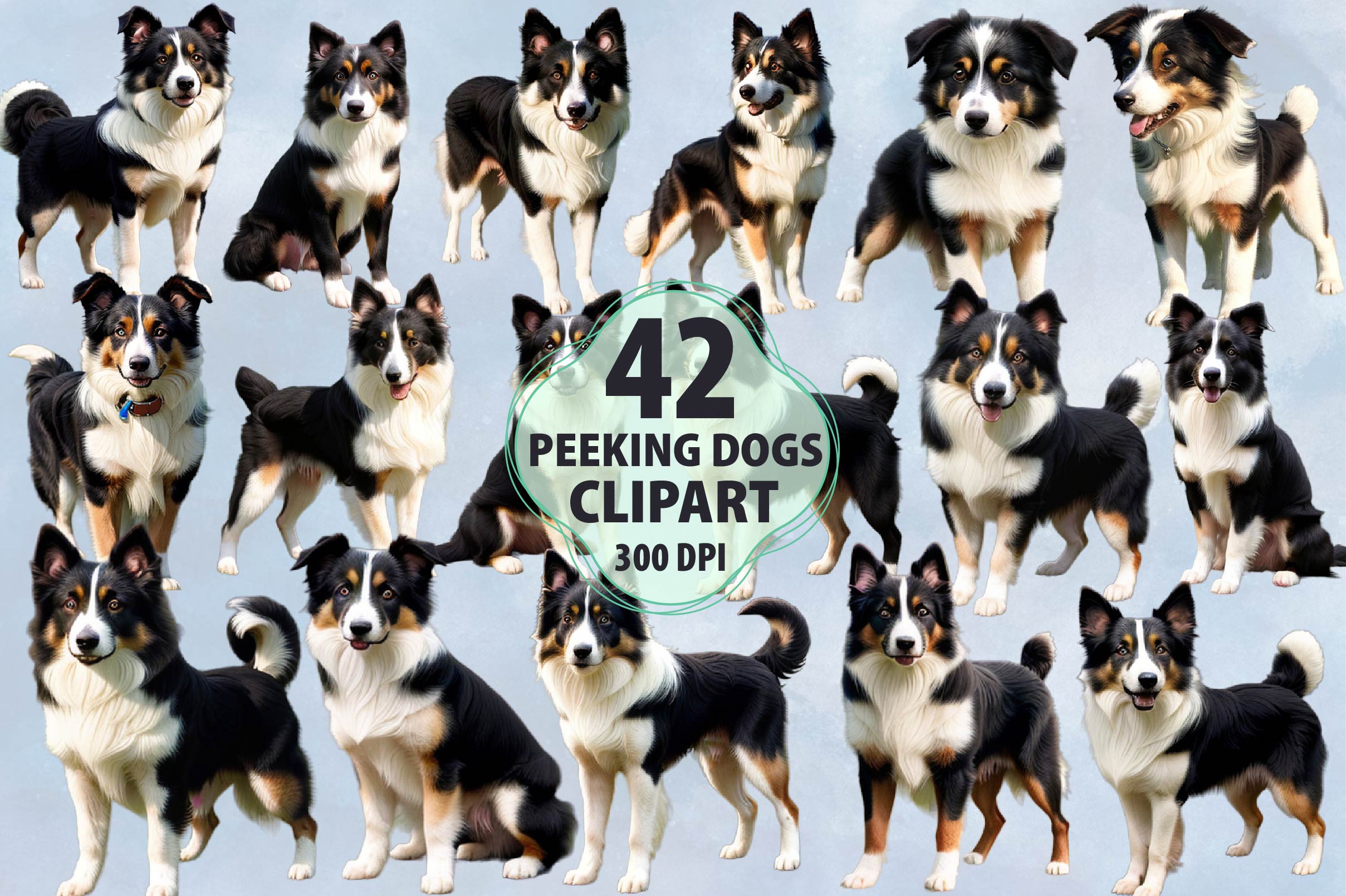 Peeking Dogs Clipart Bundle