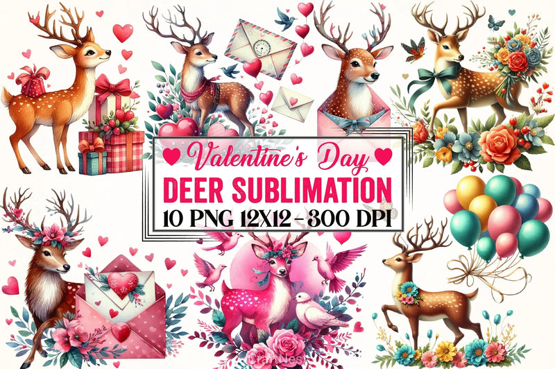 Valentine's Day Deer Clipart Bundle - CraftNest - Digital Crafting and Art