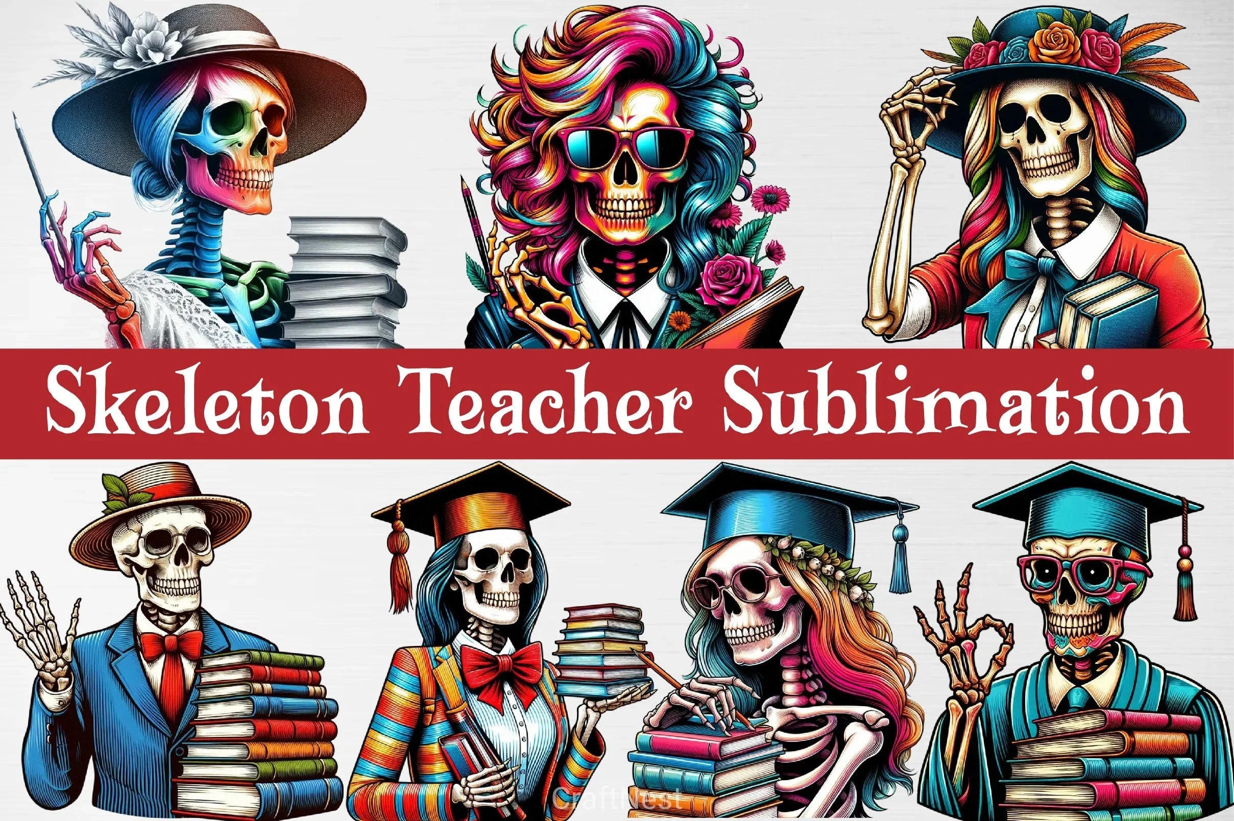 Skeleton Teacher Clipart Bundle - CraftNest - Digital Crafting and Art