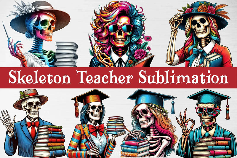 Skeleton Teacher Clipart Bundle - CraftNest - Digital Crafting and Art
