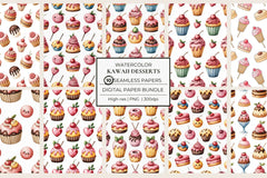 Kawaii Desserts Seamless Papers - CraftNest - Digital Crafting and Art