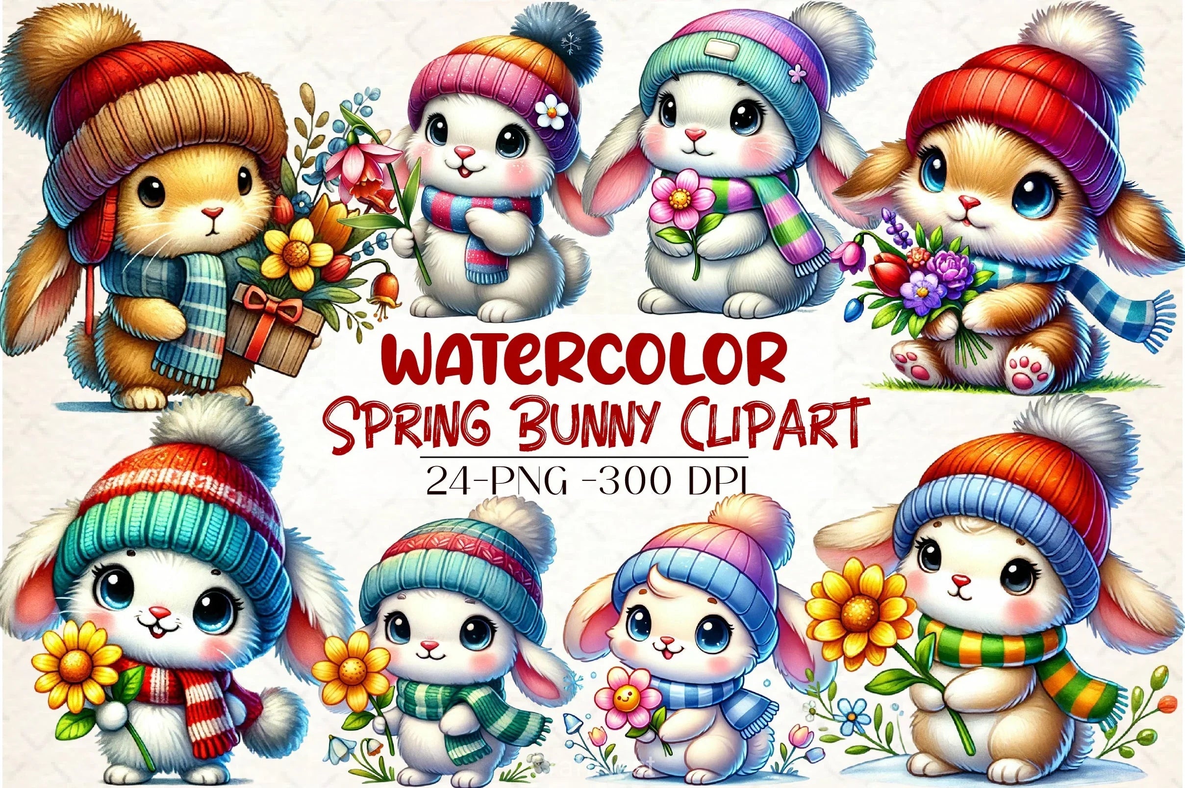 Spring Bunny Clipart Bundle - CraftNest - Digital Crafting and Art