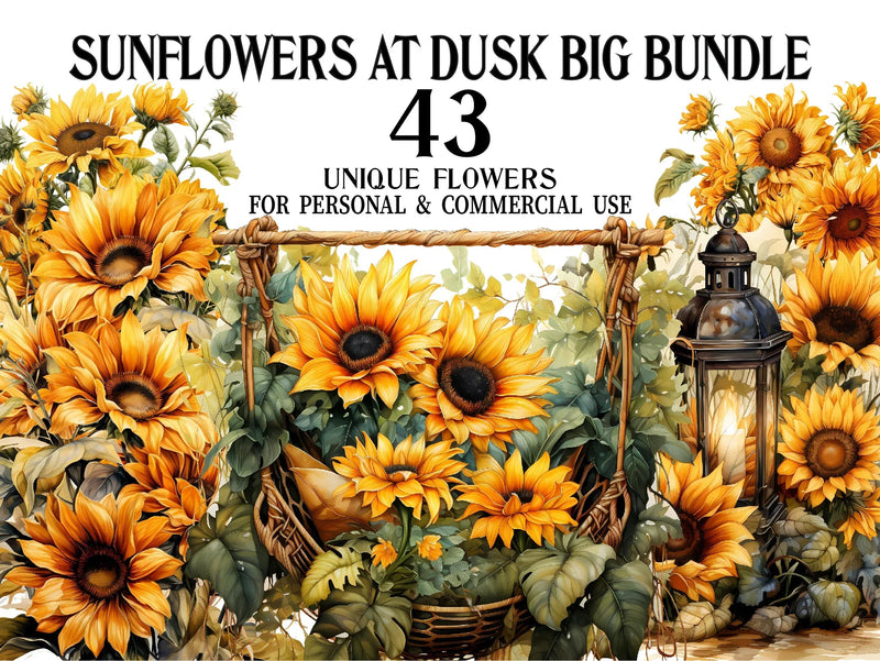 Sunflowers At Dusk Clipart - CraftNest