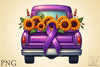 Purple Ribbon Cancer Truck Clipart Bundle
