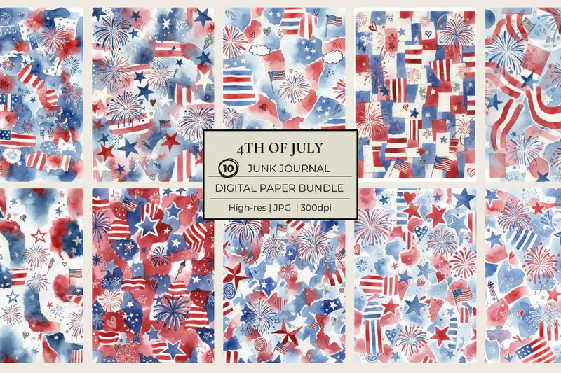 4th of July Junk Journal Papers - CraftNest - Digital Crafting and Art