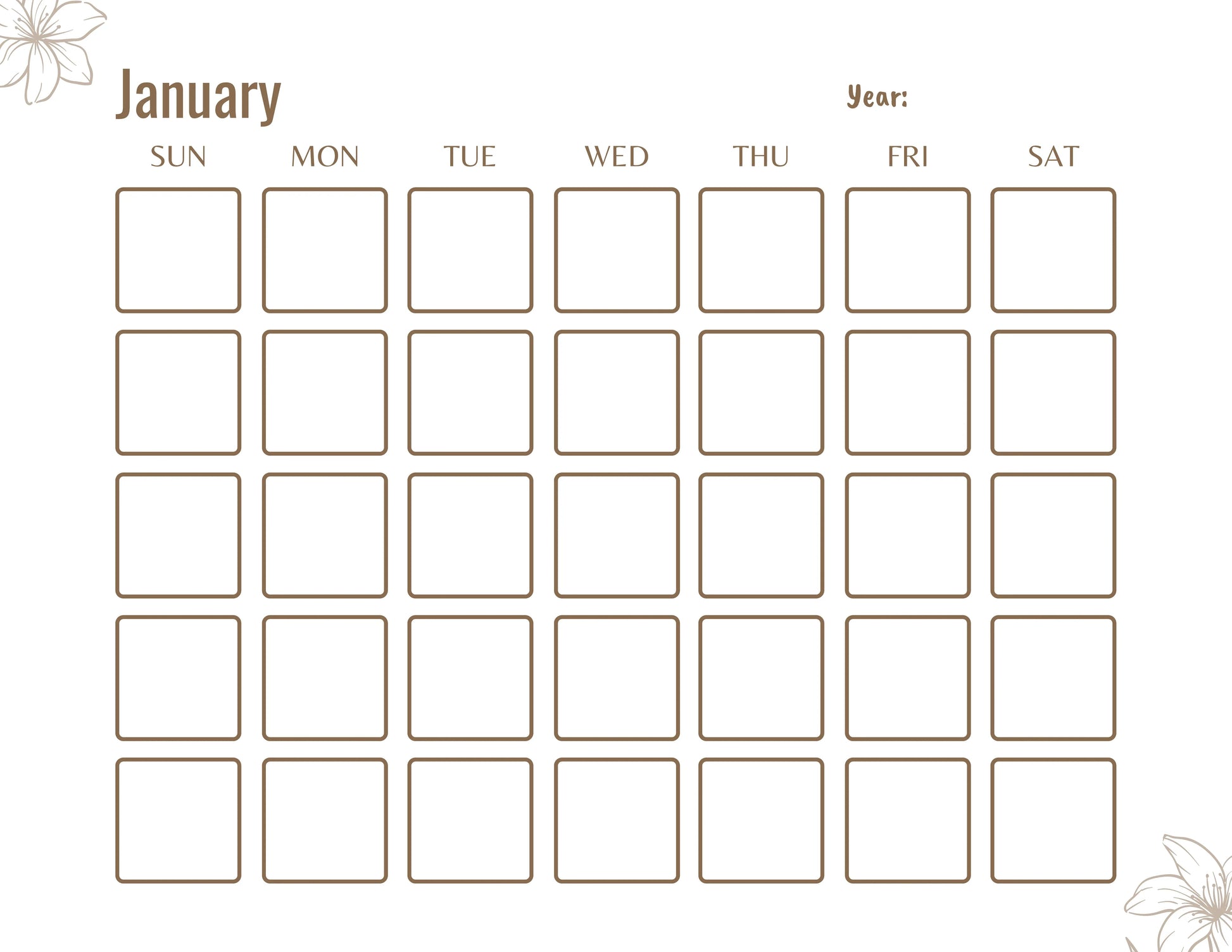 Blank Monthly Calendar KDP Planner - CraftNest - Digital Crafting and Art