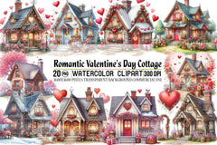 Romantic Valentine's Cottage Clipart Bundle - CraftNest - Digital Crafting and Art