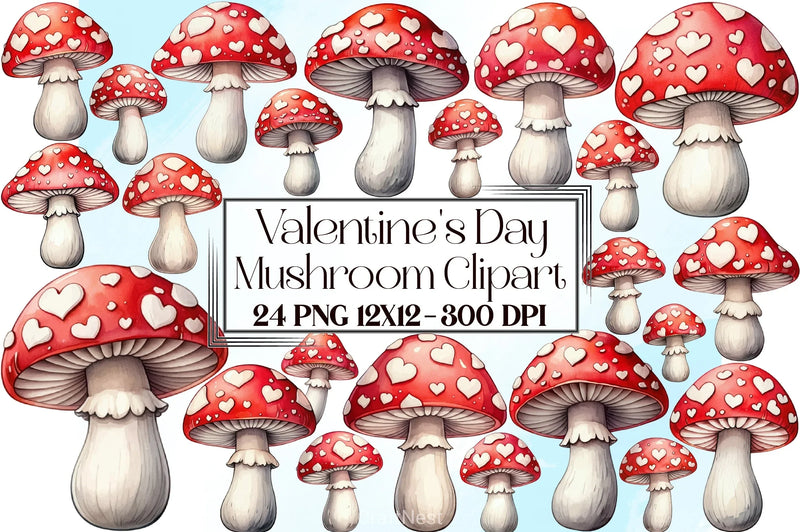 Valentine's Day Mushroom Clipart Bundle - CraftNest - Digital Crafting and Art